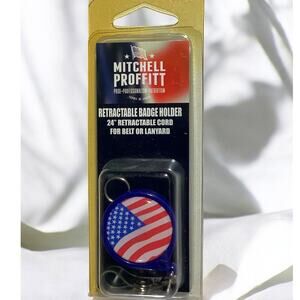 United States Flag Retractable Badge Holder, 24" Cord for Belt or Lanyard